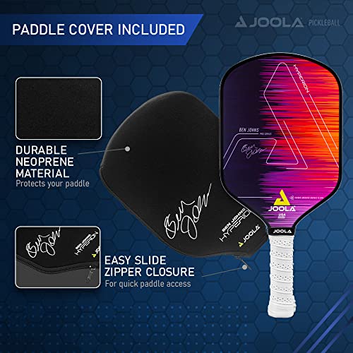 JOOLA Ben Johns Hyperion Pickleball Paddle - Select Raw Carbon Surface or Carbon Abrasion Surface for Increased Power and Spin - Elongated Grip Handle - Carbon Fiber Pickleball Paddle - USAP Approved - color: Hyperion | CAS | 13.5mm with Cover