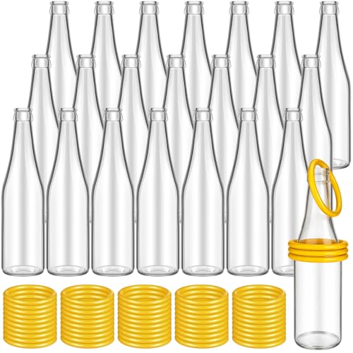 Tioncy Ring Toss Outdoor Carnival Backyard Adults Fun Target Glass Bottles with Mixed Color Rings Hoops for Family Outside Sport Party Accessories - color: Yellow Hoops