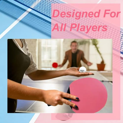 Senston 5-Ply Ping Pong Paddles Set – Premium Wood Table Tennis (Set of 2) with 3 Balls & Portable Carry Case – High-Control 2mm Sponge & Ergonomic Non-Slip Grip for Beginners & Family Play - color: Pink/Blue