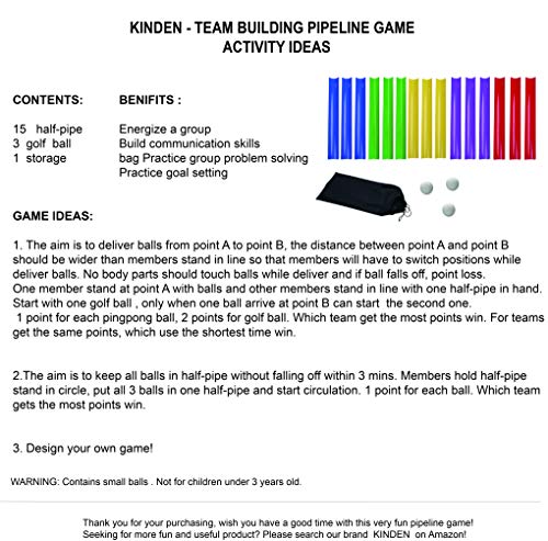 KINDEN Team Building Exercise Activities Pipeline Kit Group Games, Half Pipes Indoor Outdoor Ice Breaker Group Learning Team Work Youth Sports for Kids Teens, Children, Adults Competition Funny Games - size: 1 Pack 15pcs Half Pipes