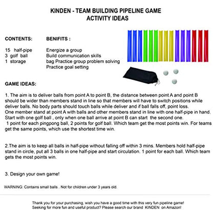 KINDEN Team Building Exercise Activities Pipeline Kit Group Games, Half Pipes Indoor Outdoor Ice Breaker Group Learning Team Work Youth Sports for Kids Teens, Children, Adults Competition Funny Games - size: 1 Pack 15pcs Half Pipes