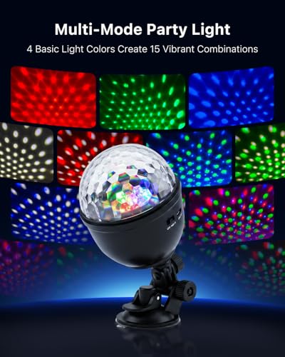 2 Pack Mini Cupcake Disco Ball Lights Rotating Sound Activated Night Lamp | Remote Control Timer Setting, Suction Cup Base for Easy Set, Dome Cover Soft Ambient Lighting, Holiday Gift, Bedroom Decor