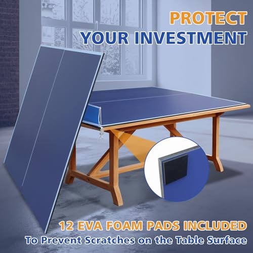 8ft Blue Mid Size Ping Pong Conversion Top Foldable Portable Table Tennis Table Top for Indoor Games