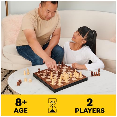 Spin Master Games Legacy Deluxe Chess & Checkers Set, Classic Two Player Game Includes Folding Board with Solid Wood Playing Pieces, for Kids and Adults Ages 8 and up - color: Chess & Checkers