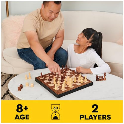 Spin Master Games Legacy Deluxe Chess & Checkers Set, Classic Two Player Game Includes Folding Board with Solid Wood Playing Pieces, for Kids and Adults Ages 8 and up - color: Chess & Checkers