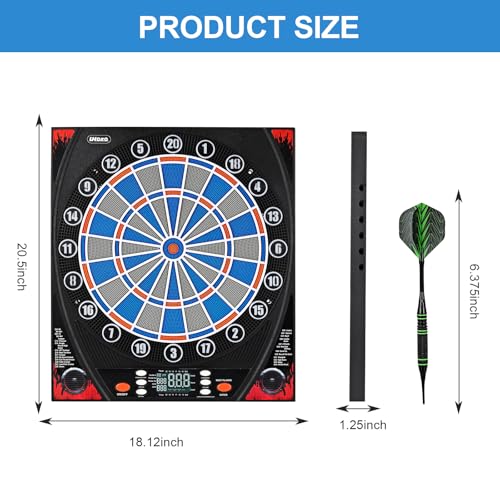 Electronic Dartboard, Dual Speakers with Automatic Voice Announcing Score, High Definition LCD Display, Includes 12 Soft Tip Darts, Suitable for Family Gatherings Bar Entertainment - style: asic style
