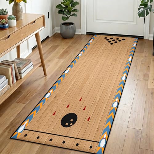 Kids Sports Runner Rug 2x6ft Cartoon Bowling Alley Runner Rugs, Ball Sports Area Rug Non-Slip Game Room Rugs Washable Low-Pile Carpet for Boys Bedroom Playroom, Hallways - color: Ball Sports, size: 2' x 6' (Runner)
