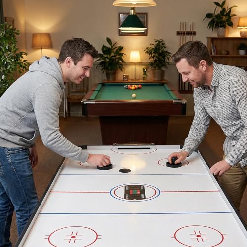 JJUNW 10PCS Mini Air Hockey Table Pucks, 2.5 in Air Hockey Puck Replacement, Durable Puck and Paddles Game Tables Accessories Compatible with Standard Pushers and Goals - color: black+red