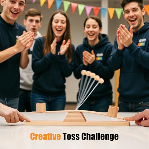 Ring Toss Game, Portable Wooden Tabletop Game for Teens & Adults, Skill Development & Dexterity Challenge, Office Desk Travel Party Camping Game Night Fun