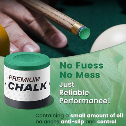 SOLROS Billiards Cue Chalk - High Performance Pure Round Pro Chalk | Color：Blue，3PCS，Low Dust & Long Lasting，Ready to Usez，Smooth Control，for Any Venue - color: Green