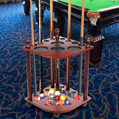 Pool Stick Holder Floor Stand, Freestanding Pool Cue Rack Hold up to 8 Cues Sticks Pool Cue Storage Rack Billiards Stick Holder Pool Cue Rack Corner for Game Room Pool Table Accessories