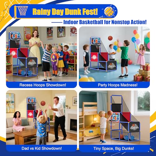 Kids Arcade Basketball Hoop with 4 Balls, Indoor Outdoor Single Shot Basketball Game for Toddler,Carnival Games Sport Toys Gifts for Boys Girls Ages 3-8 Years Old,Ideal for Competition