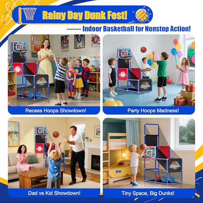 Kids Arcade Basketball Hoop with 4 Balls, Indoor Outdoor Single Shot Basketball Game for Toddler,Carnival Games Sport Toys Gifts for Boys Girls Ages 3-8 Years Old,Ideal for Competition