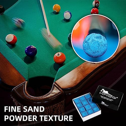 HMQQ Pool Cue Chalk – 12 Pack Billiard Chalk, Low Dust & Anti-Slip Cue Chalk for Smooth, Accurate Shots – 6 Colors Available for Pool Lovers, Home Tables & Clubs - color: Blue