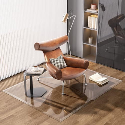 [Tempered Glass] 59“ x 47” Beveled Edge Glass Chair Mat with Polished Edge Clear Office Chair Mat, Glides Smoothly, Suitable for Carpet or Hardwood Floors - size: 59“x47”