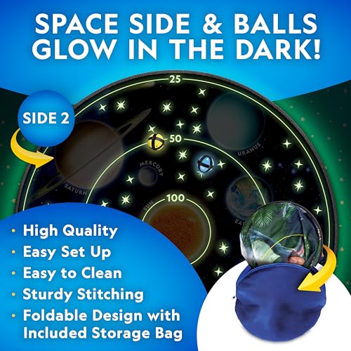 National Geographic Kids Glow in The Dark Dart Board for Kids - Dart Ball Game Set with 28" Reversible, Glowing Dartboard and Sticky Balls, Indoor Games - style: Glowing Dartboard Set