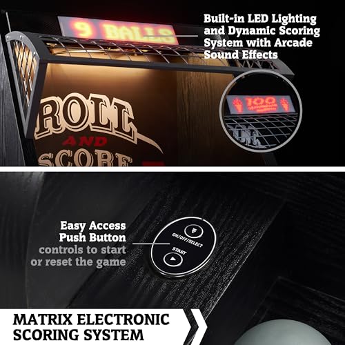 Hall of Games Roll & Score Multiple Styles Arcade Game Collection, Durable & Stylish Designs with Game Balls, Perfect for Family Game Rooms - style: 10 Ft. 8 In. Burgundy Black