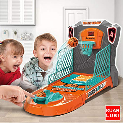 Basketball Shooting Game Toy, Desktop Table Basketball Games Set with Basketball Court, Move Basket, Light and Score Fun Sports Novelty Toy for Birthday Gifts