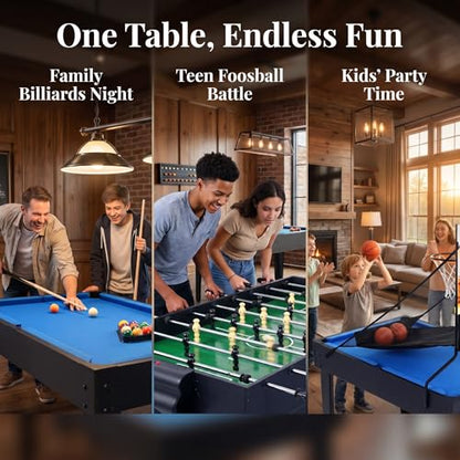 5-in-1 Multi-Game Table - Billiards, Push Hockey, Foosball, Ping Pong, and Basketball, Game Table Combo for Home Game Room Or Entertainment Space, Black - size: 5-in-1 Multi-Game Table Black