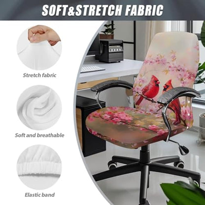 Office Chair Cover, Cardinal Stretchable Computer Chair Slipcover with Armrest Lightweight Boss Chair Cover Rotating Desk Chair Slipcover for Conference Room Office - color: Cardinal 2, size: Large