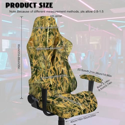 Hunting Camo Gaming Chair Cover Cat Scratch Proof 4 Piece Non Slip Stretchable Elastic Computer Reclining Gaming Chair Seat Cover with Armrest Covers Breathable Swivel Armchair Slipcover - color: Forest Hunting Camo