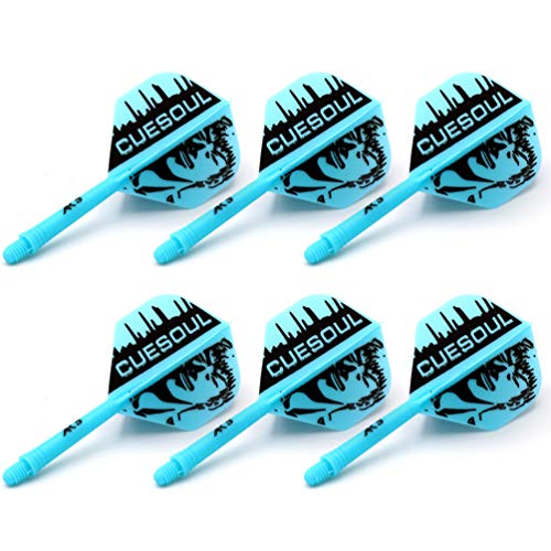 CUESOUL 6 Pieces ROST Integrated Dart Shaft and Flights - color: Shaft Length 28mm-Standard Shape-Blue Cool Man