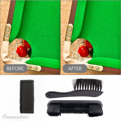 Framendino, Wooden Billiards Pool Table and Rail Brush Set Wood Billiard Cleaner Cleaning Tools Supplies (Black, 3 Pack) - color: Black