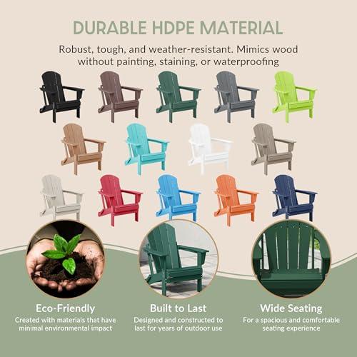 WestinTrends Malibu 2 Piece Set Outdoor Folding Poly Adirondack Chair, Dark Green - color: Dark Green, size: 2 Chair