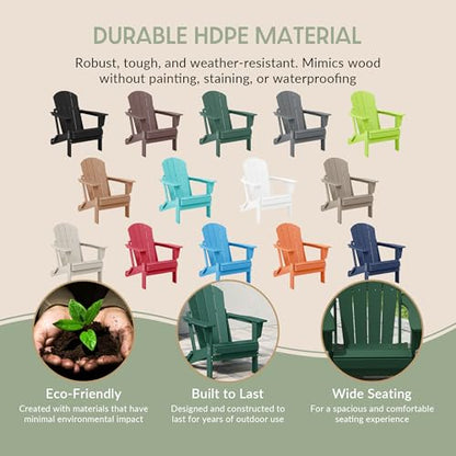 WestinTrends Malibu 2 Piece Set Outdoor Folding Poly Adirondack Chair, Dark Green - color: Dark Green, size: 2 Chair