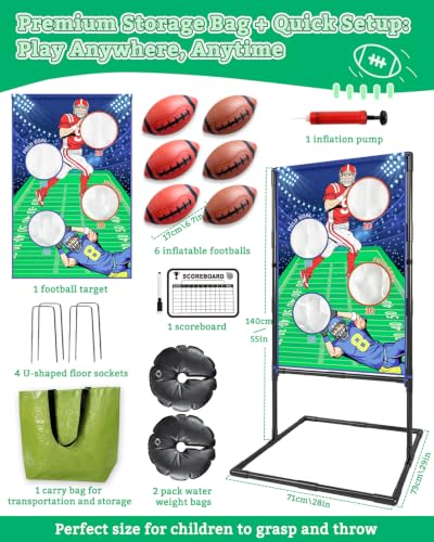 Inflatable Football Toss Game Set,Includes 6 Footballs,Indoor/Outdoor
