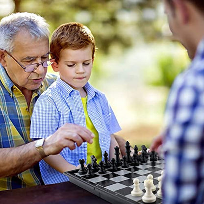 DINOBROS Magnetic Travel Chess Set with Folding Board Portable Chess Board Games Gift for Kids and Adults - style: Chess Set