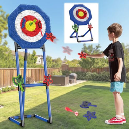 Axe Throwing Game for Backyard: Bristle Target Set with 3 Axes & 3 Darts, Outdoor Yard Games for Kids Adults Family, Lightweight & Portable, Backyard Lawn Games for Carnival, Camping, Party