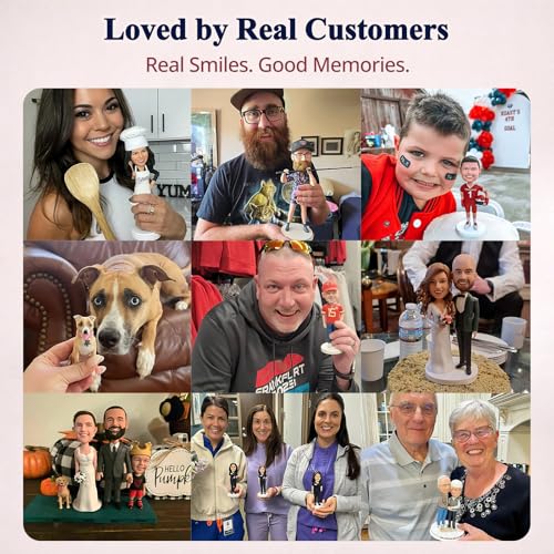 Custom Golf Bobblehead – 6/7/8" Personalized Male from Photo, Semi-Custom Head or Full-Body, Handmade Soft-Clay Figure, Gift Box & Bag + Greeting Card, for Dad/Husband/Coach/Retired