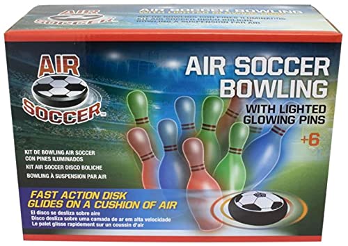 Maccabi Air Soccer Bowling with Light-Up Pins, 7.37” H x 2.5” W – Air Cushioned Soccer Disc