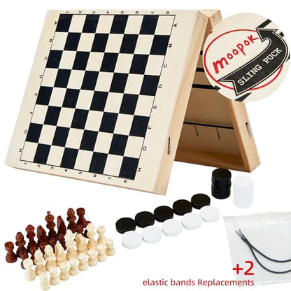 moopok Fast Sling Puck Game - 2 in1 Chess Board and Desktop Battle Super Winner Game,Fast Action Wooden Air Hockey Board Game,Adults and Kids Family Friend Funny Slingshot Game Toys - size: (2-in-1) Extra Large