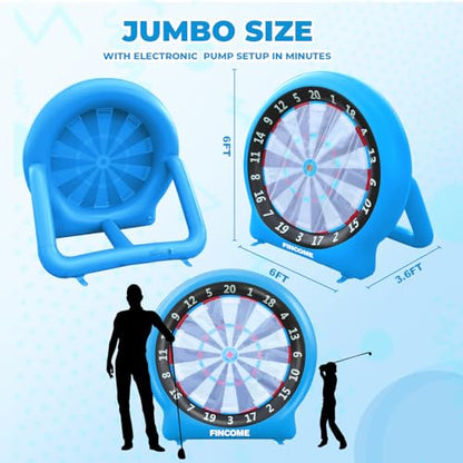 Giant Inflatable Dartboard, Kick Darts Outdoor Indoor Soccer Dartboard Game Golf Dart Throw Darts with Pump, Giant Dart Board Target Yard Games for Kids & Adults 20+Games - style: Blue Dartboard