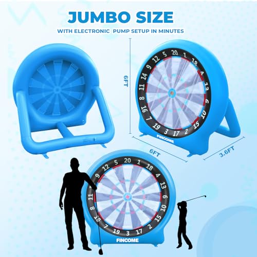 Giant Inflatable Dartboard, Kick Darts Outdoor Indoor Soccer Dartboard Game Golf Dart Throw Darts with Pump, Giant Dart Board Target Yard Games for Kids & Adults 20+Games - style: Blue Dartboard