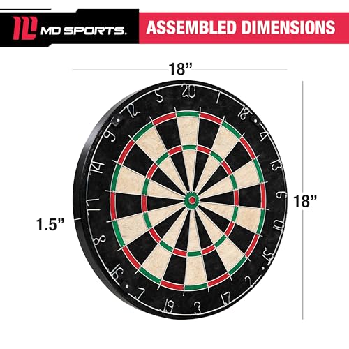 MD Sports Dartboard Cabinet Multiple Styles Electronic Dartboard With Digital X/O Cricket Scorekeeping and Dart Set, Perfect for Cricket Games - style: Bristle Dartboard (w/Steel Tip Darts)