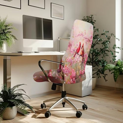 Office Chair Cover, Cardinal Stretchable Computer Chair Slipcover with Armrest Lightweight Boss Chair Cover Rotating Desk Chair Slipcover for Conference Room Office - color: Cardinal 2, size: Large