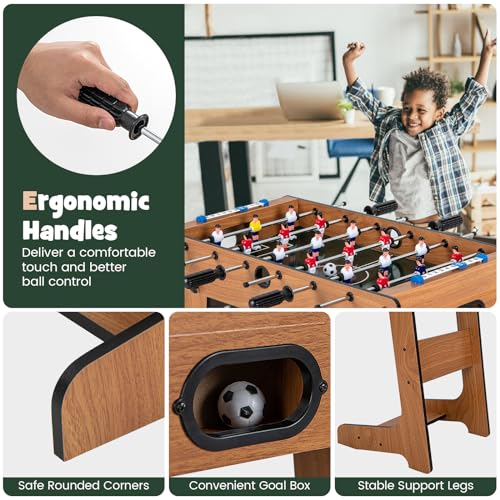Giantex Folding Foosball Table, Space Saving Arcade Table Soccer with Durable Handle, 2 Balls, Scoreboard for Adult & Child, Soccer Table Game for Party, Group Building Activities, Bar, Game Room