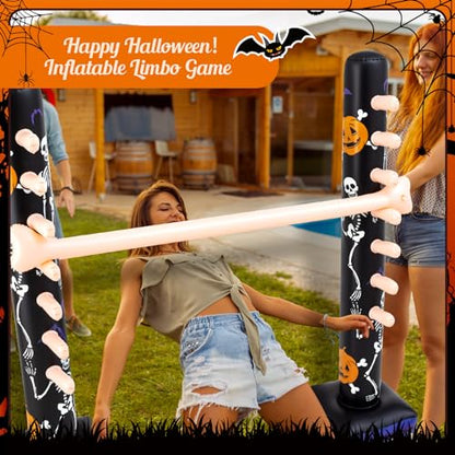 Threan Halloween Party Games Inflatable Limbo Game for Adults Easy Spooky Limbo Carnival Game Enhance Family Bonding for Indoor Outdoor Birthday Halloween Party Games Picnic Pool - style: Halloween