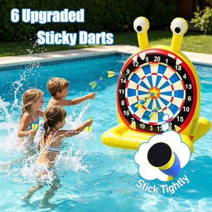 Inflatable Monster Dart Board Pool Games, Pool Floats Water Game for Beach Yard, 2-in-1 Pool Toys with Throwing & Ring-toss Games, Summer Water Toys for Kids, Teens & Adults - size: 33.5"