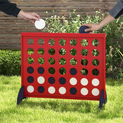 GLACER Giant 4-in-a-Row Game Set, Indoor/Outdoor Connect Game 4 w/ 42 Jumbo Chips & Quick-Release & Heavy-Duty 600D Oxford Storage Bag, 4-to-Score Game Set for Kids & Adults, Parties & Backyard
