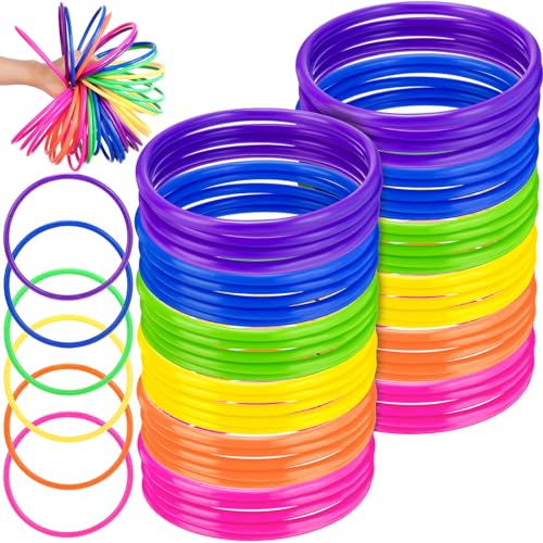 Foilswirl 48 Pcs Multicolor Plastic Rings for Ring Toss Game Carnival Outdoor Game for Kids Activity Games Speed Agility Practice Carnival Party - size: 6 Inch
