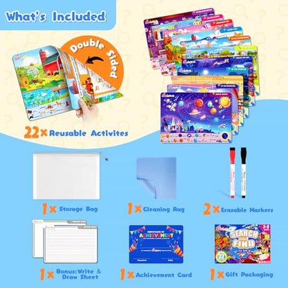Baobrava Search and Find Game Books - Preschool Learning Activities for Kids Age 3-8, Travel Games for or Road Trip Car Airplane, Educational Seek Activity Birthday Gifts for Boys and Girls - style: Search and Find Book Game