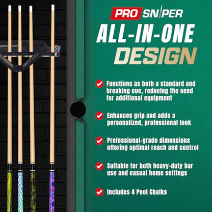 Prosniper Premium Pool Sticks Set of 4 | 58-Inch, 19-Oz Canadian Maple Pool Cue with Low-Deflection Shaft & 4 Extra Chalks | Pro-Grade Billiard Cue for Home & Bar Play - color: Neon Multicolor