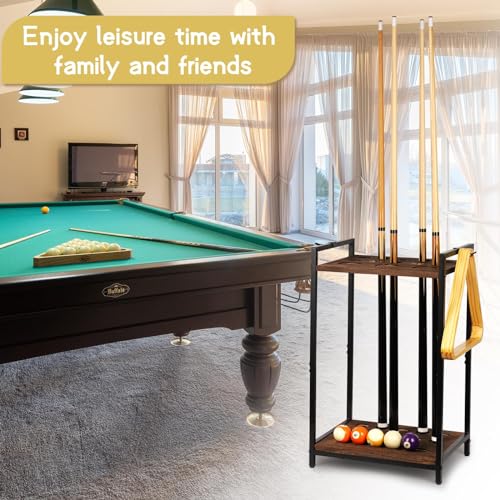 Pool Stick Holder Pool Cue Holder Rack Cue Stick Holder 10 Cues Billiard Cue Racks for Billiard Room Club Pool Table Accessaries (Torched Black 10-Hole) - color: Black