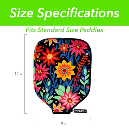 Racquet Inc Tennis Gifts Pickleball Paddle Cover Sleeve – Universal Fit for Standard Paddles, Neoprene Protective Case with Zipper, Pickleball Paddle Cover, Gift for Pickleball Players - color: Bloom Smash