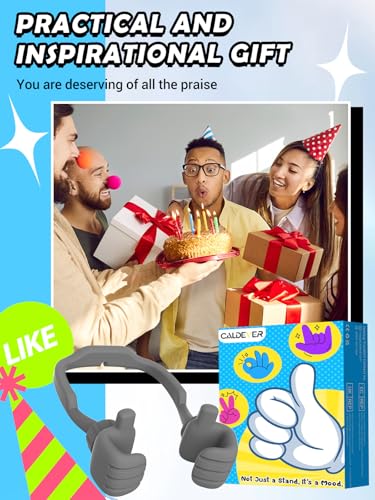 Stocking Stuffers for Teens Boys Girls Cell Phone Stand: Upgrade Adjustable Thumbs Up Lazy Phone Holder for Desk Fun Birthday Gifts for Grandma Adults Husband from Wife (Grey, 1) - color: Grey