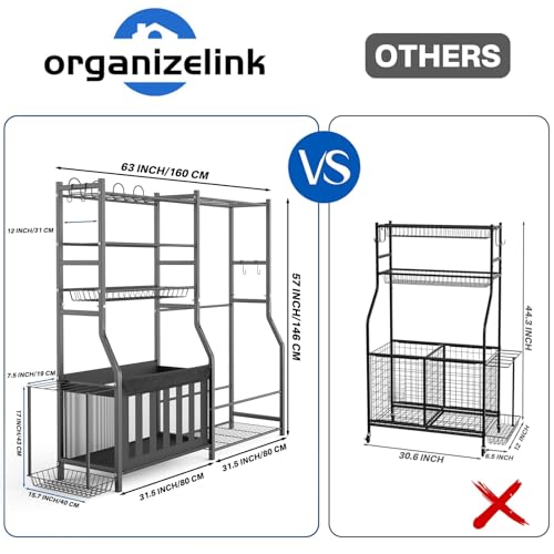 Heavy Duty Garage Sports Equipment Organizer, All-in-One Golf Bag Storage Rack & Multi-Sport Ball Holder for Basketballs, Bats & Kids Toys, Indoor/Outdoor Free Standing Gear Bin